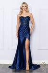 Prom Dresses Sequins Long Prom Gown Navy Blue