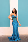 Prom Dresses Long Fitted Sweep Train Prom Gown Peacock Teal