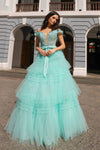 Prom Dresses Tiered A Line Long Prom Gown Mint Green