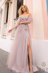 Prom Dresses A Line Long Prom Slit Gown Mocha