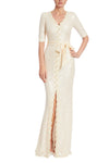 Formal Dresses Fitted Long Formal Sequin Evening Dress Eggshell