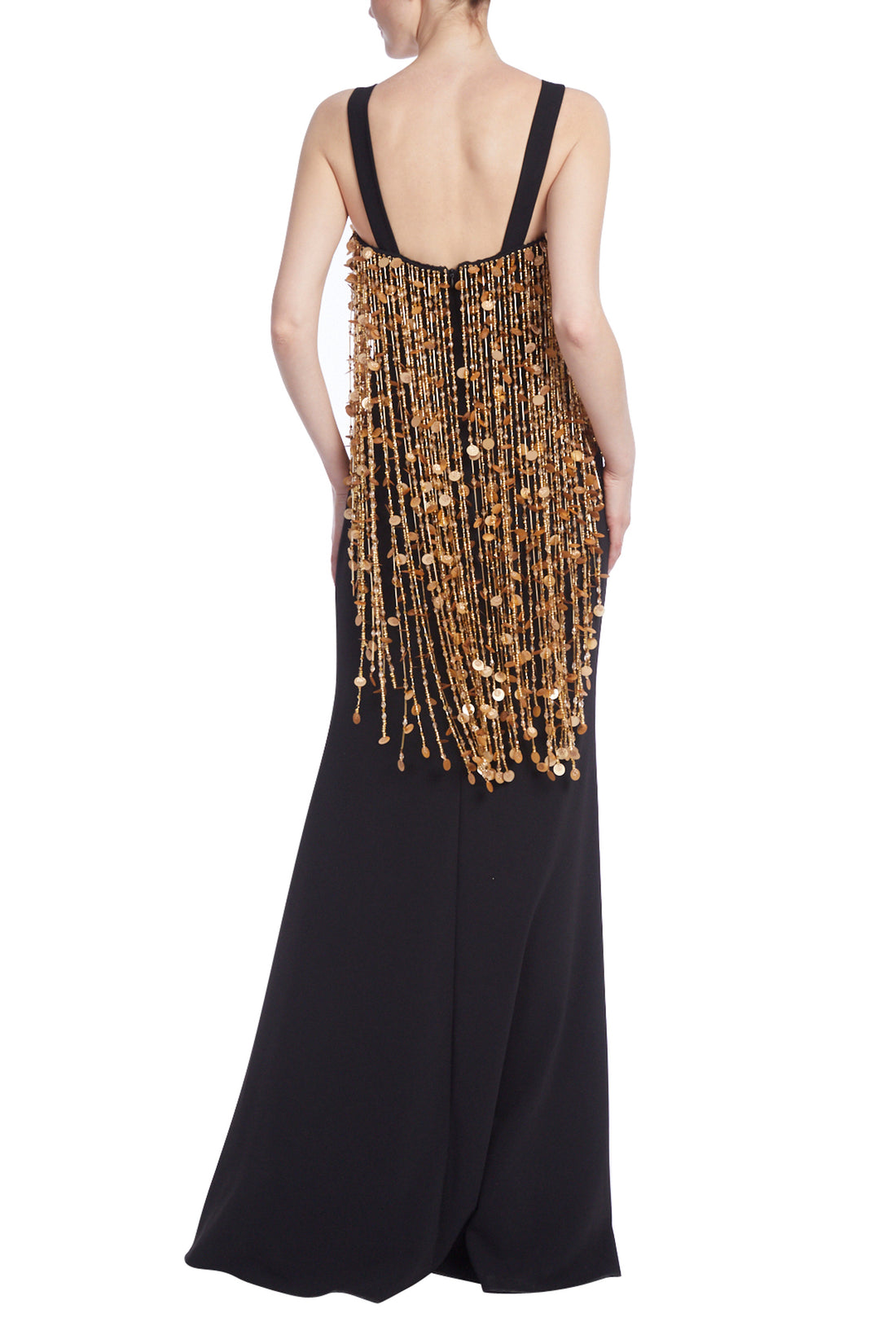 Formal Dresses Long Beaded Fringe Formal Dress Black Gold