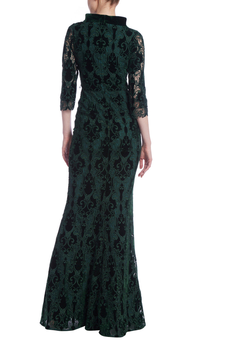 Formal Dresses Long Formal Lace Velvet Evening Dress Emerald