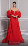 Formal Dresses Mermaid Long Formal Evening Detachable Cape Prom Dress Red