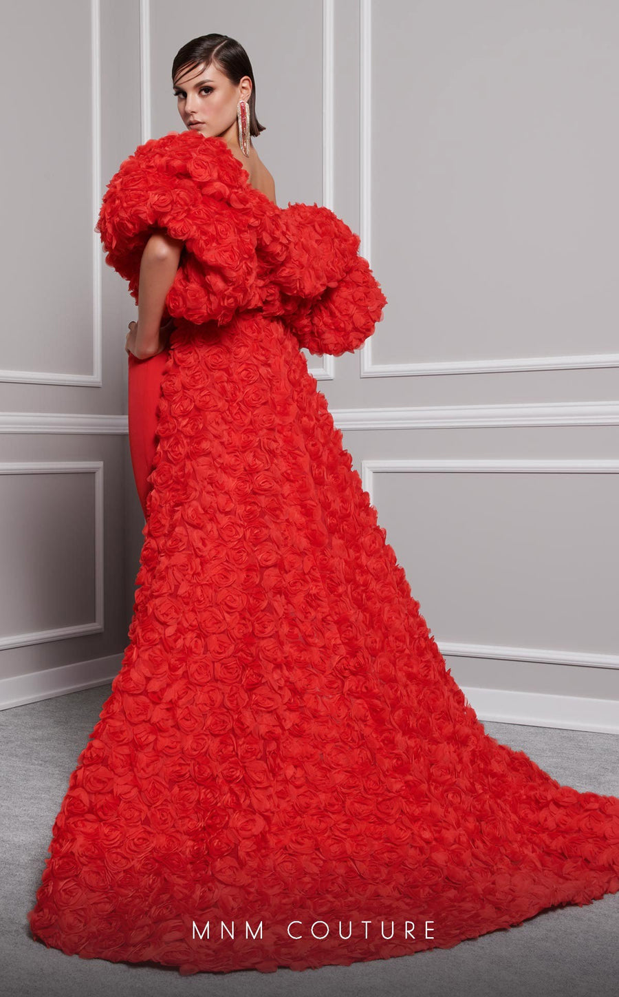 Formal Dresses Mermaid Long Formal Evening Detachable Cape Prom Dress Red