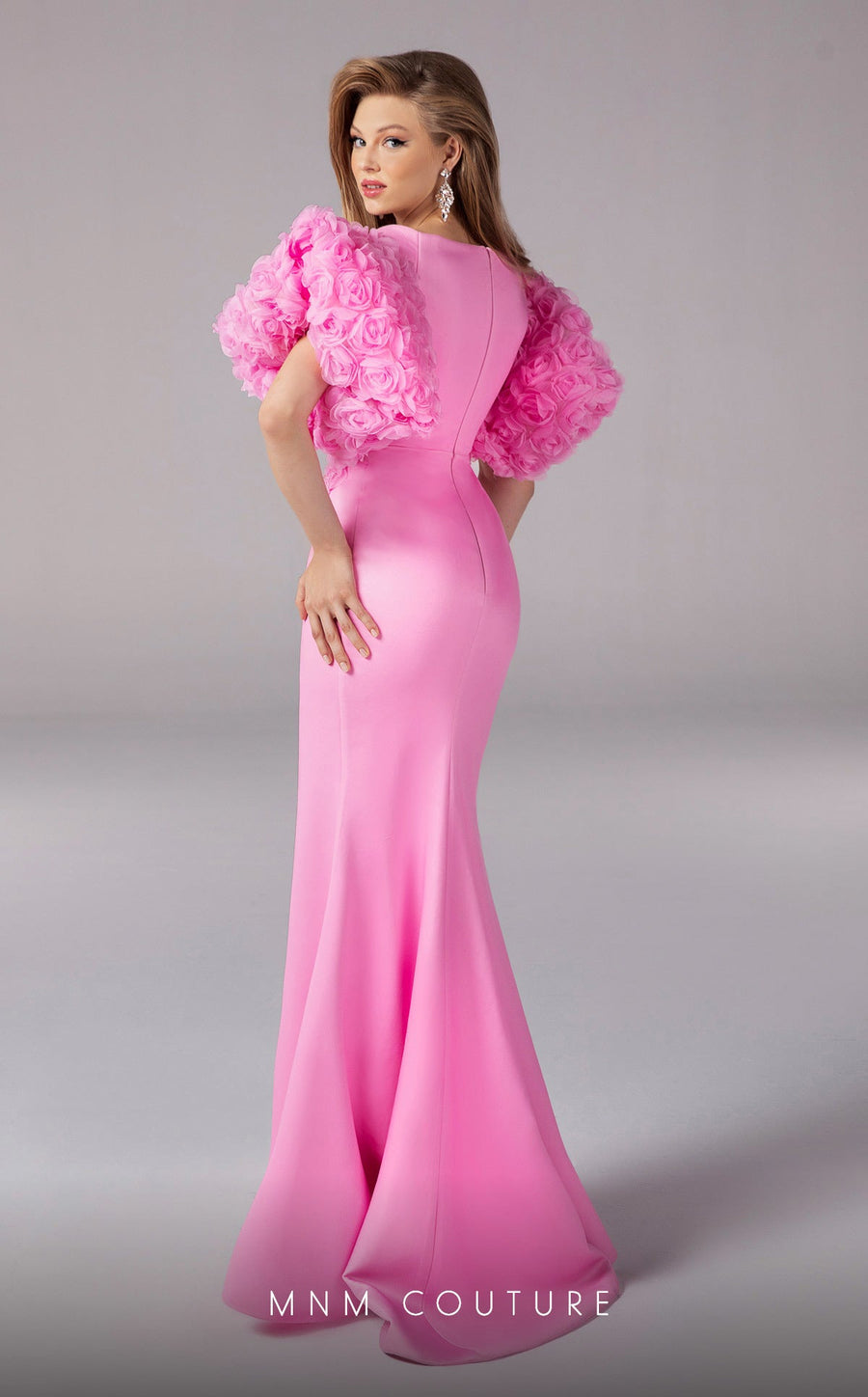 Formal Dresses Fitted Long Slit Floral Formal Evening Dress Pink