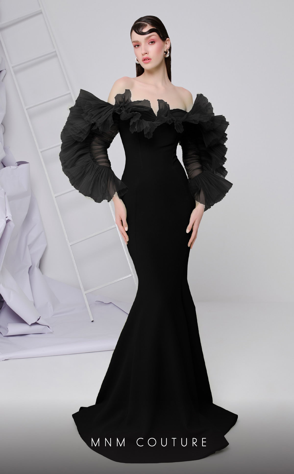 Formal Dresses Long Ruffle Mermaid Evening Formal Dress Black
