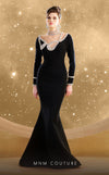 Formal Dresses Beaded Long Sleeve Formal Mermaid Evening Dress Black