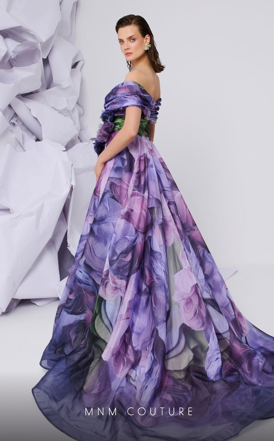 Formal Dresses A Line Pleated Long Formal Printed Evening Dress Lilac