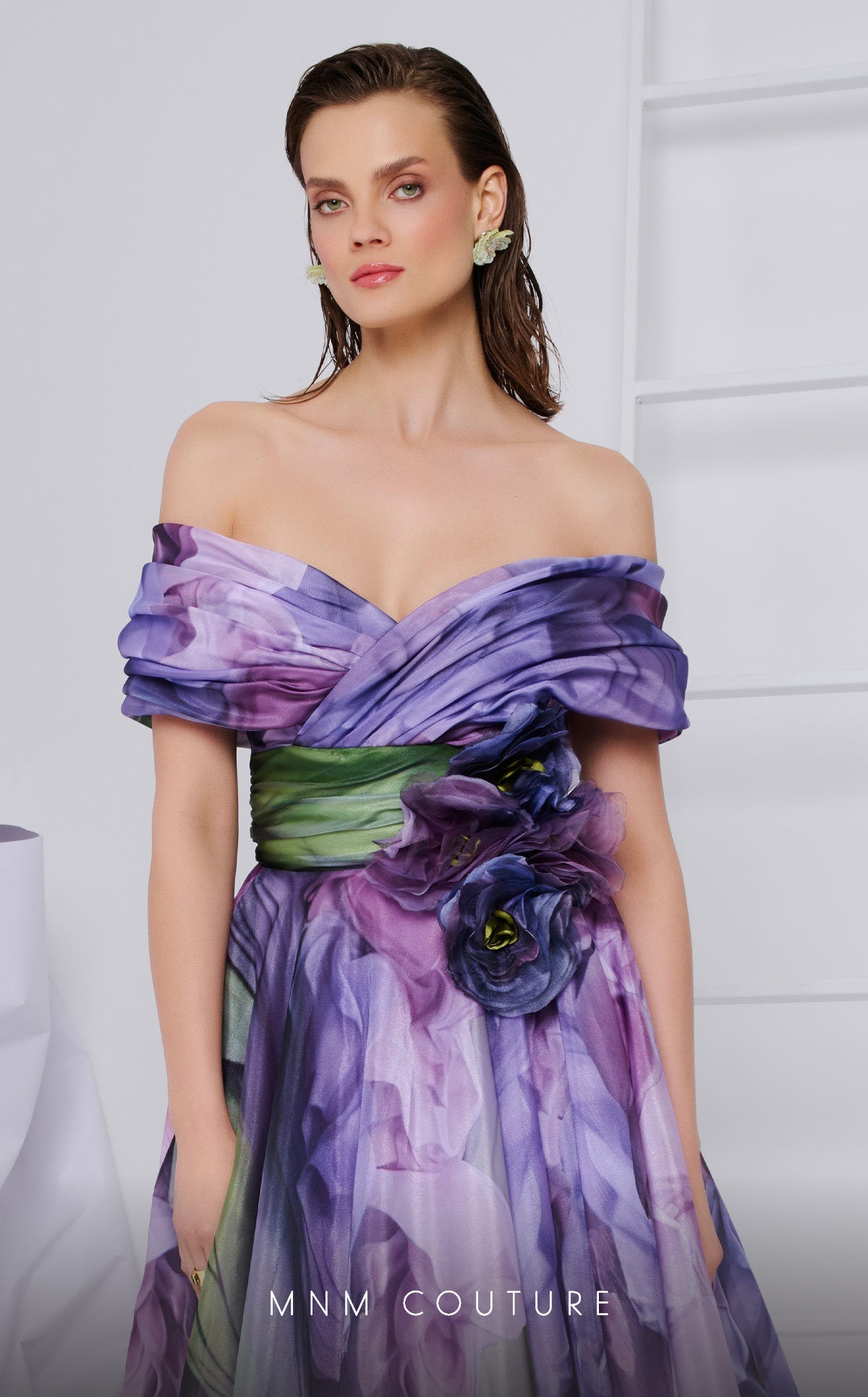 Formal Dresses A Line Pleated Long Formal Printed Evening Dress Lilac
