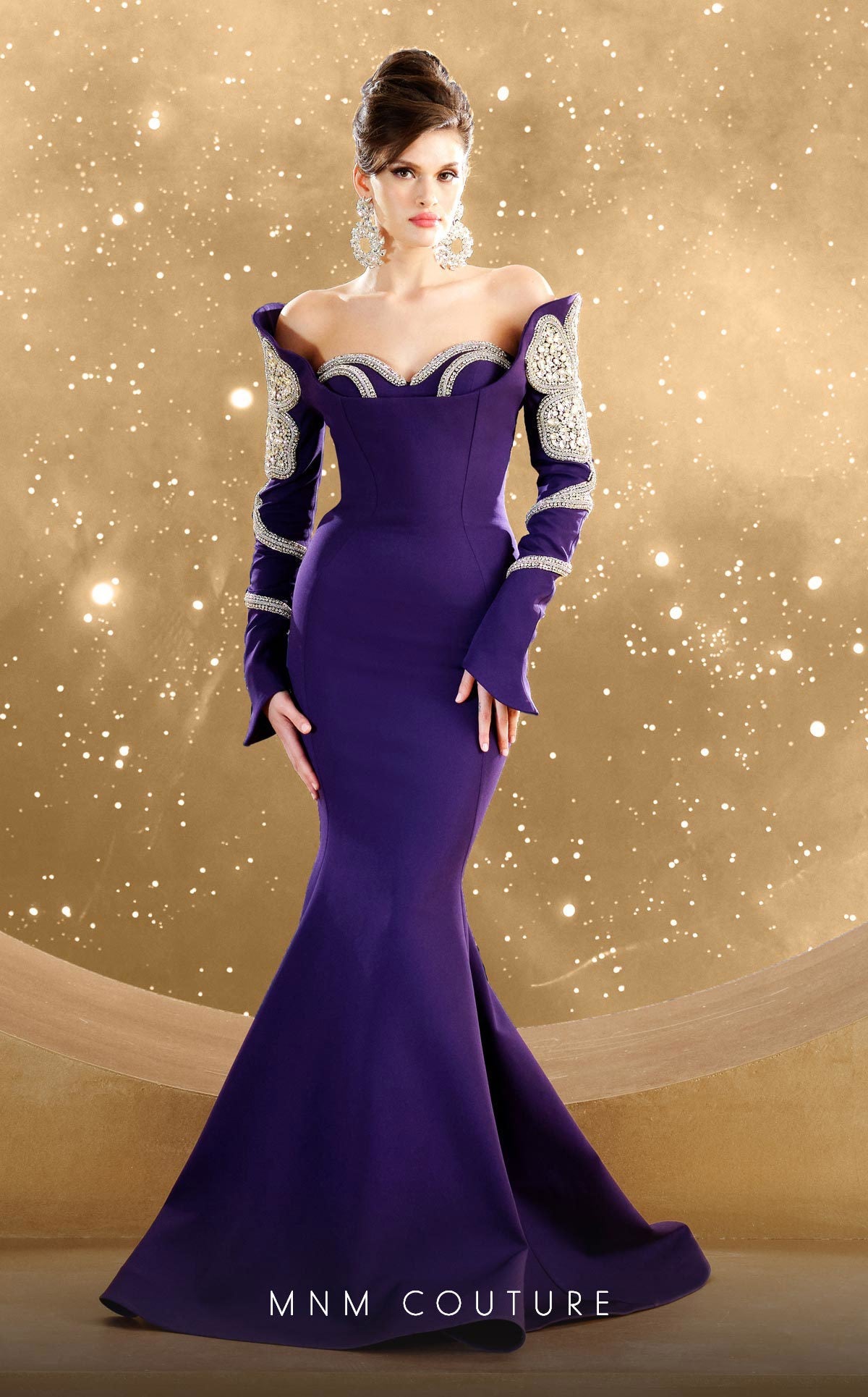 Formal Dresses Mermaid Long Formal Beaded Evening Dress Purple