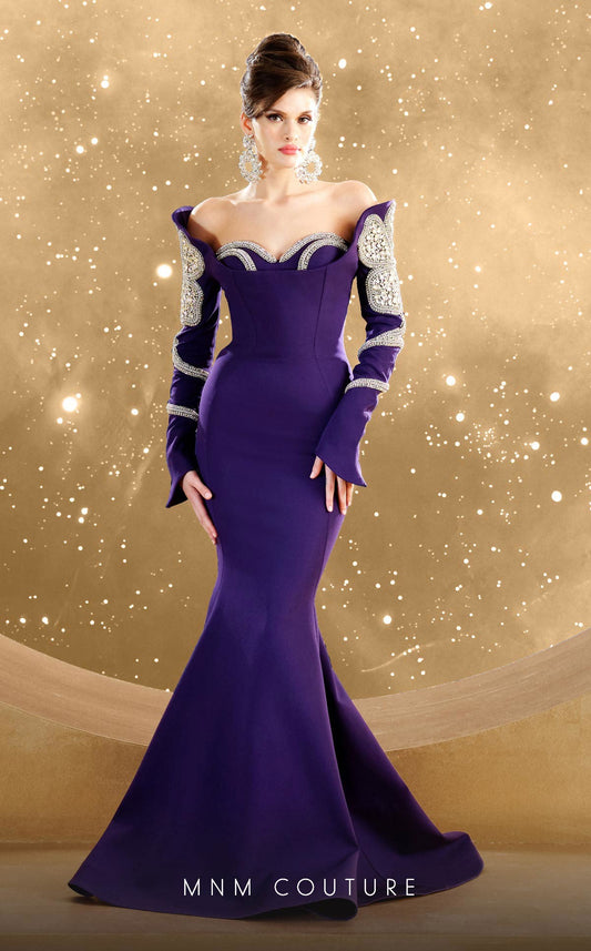 Formal Dresses Mermaid Long Formal Beaded Evening Dress Purple