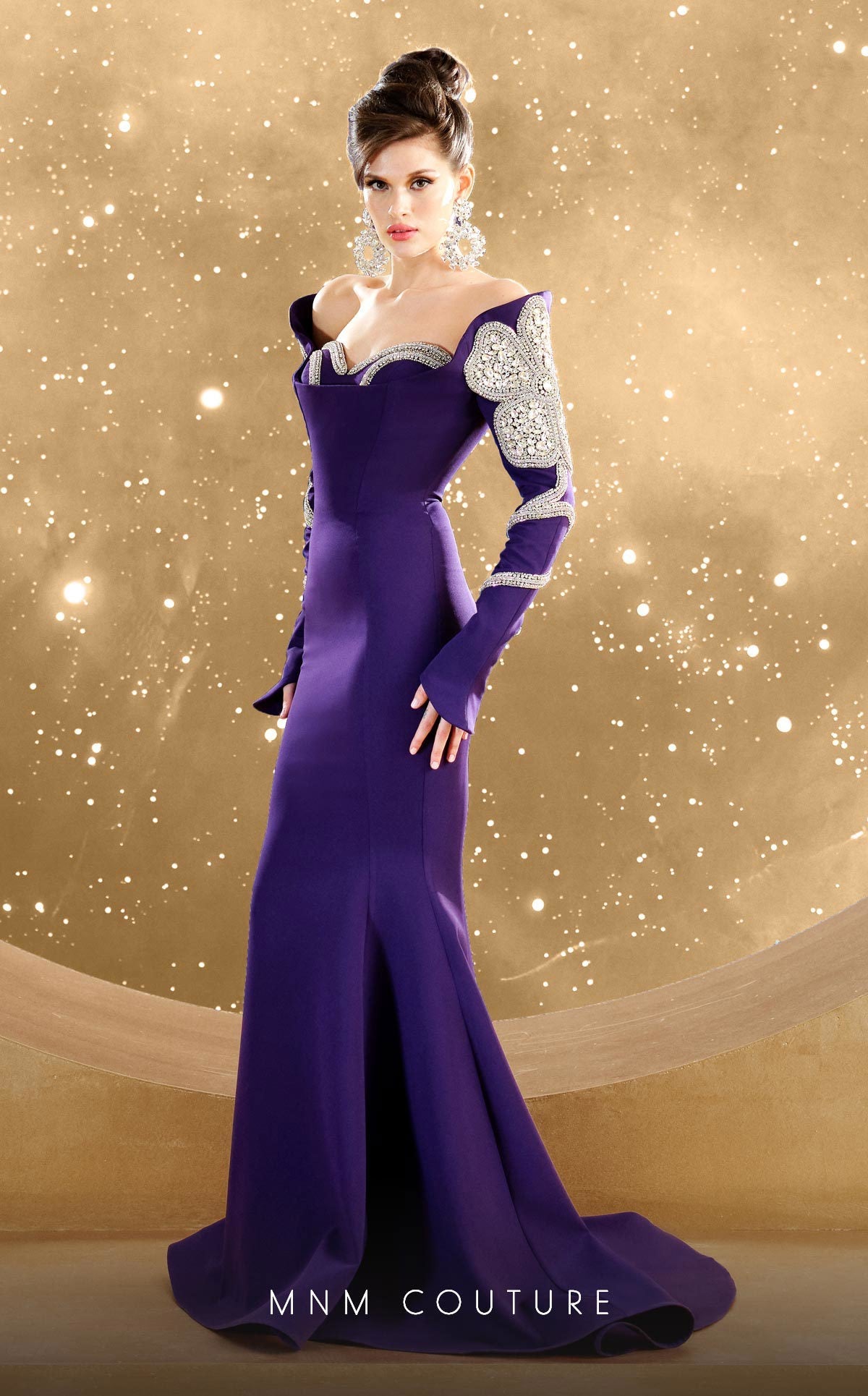 Formal Dresses Mermaid Long Formal Beaded Evening Dress Purple