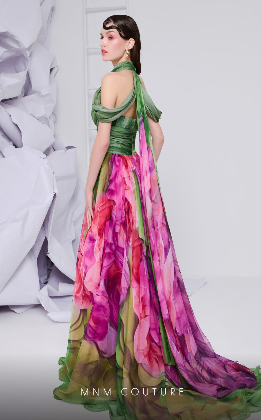 Formal Dresses Long Formal Floral Print Evening Dress Green