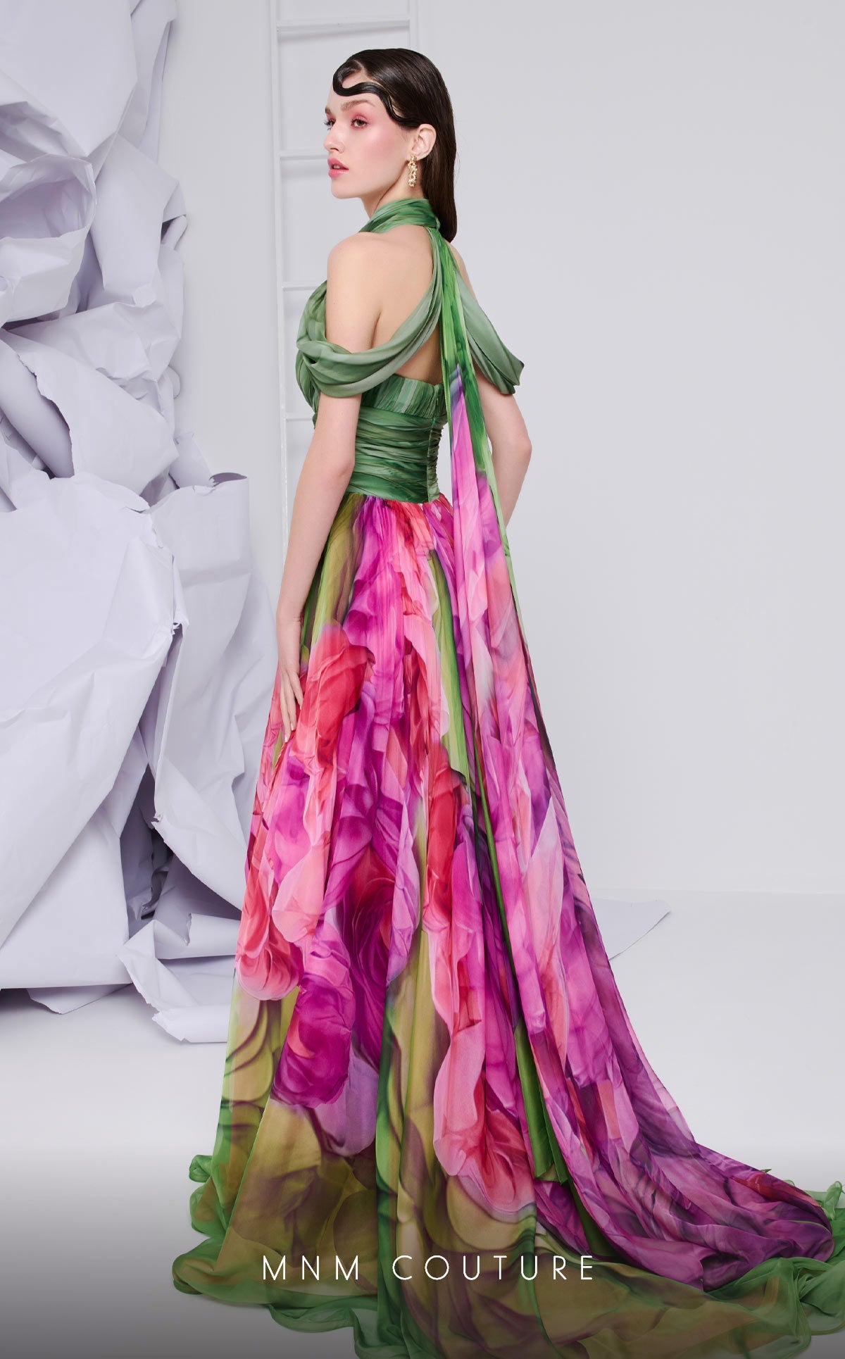 Formal Dresses Long Formal Floral Print Evening Dress Green