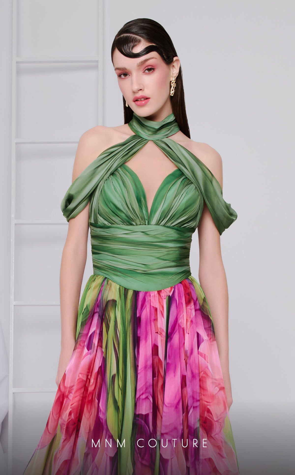 Formal Dresses Long Formal Floral Print Evening Dress Green