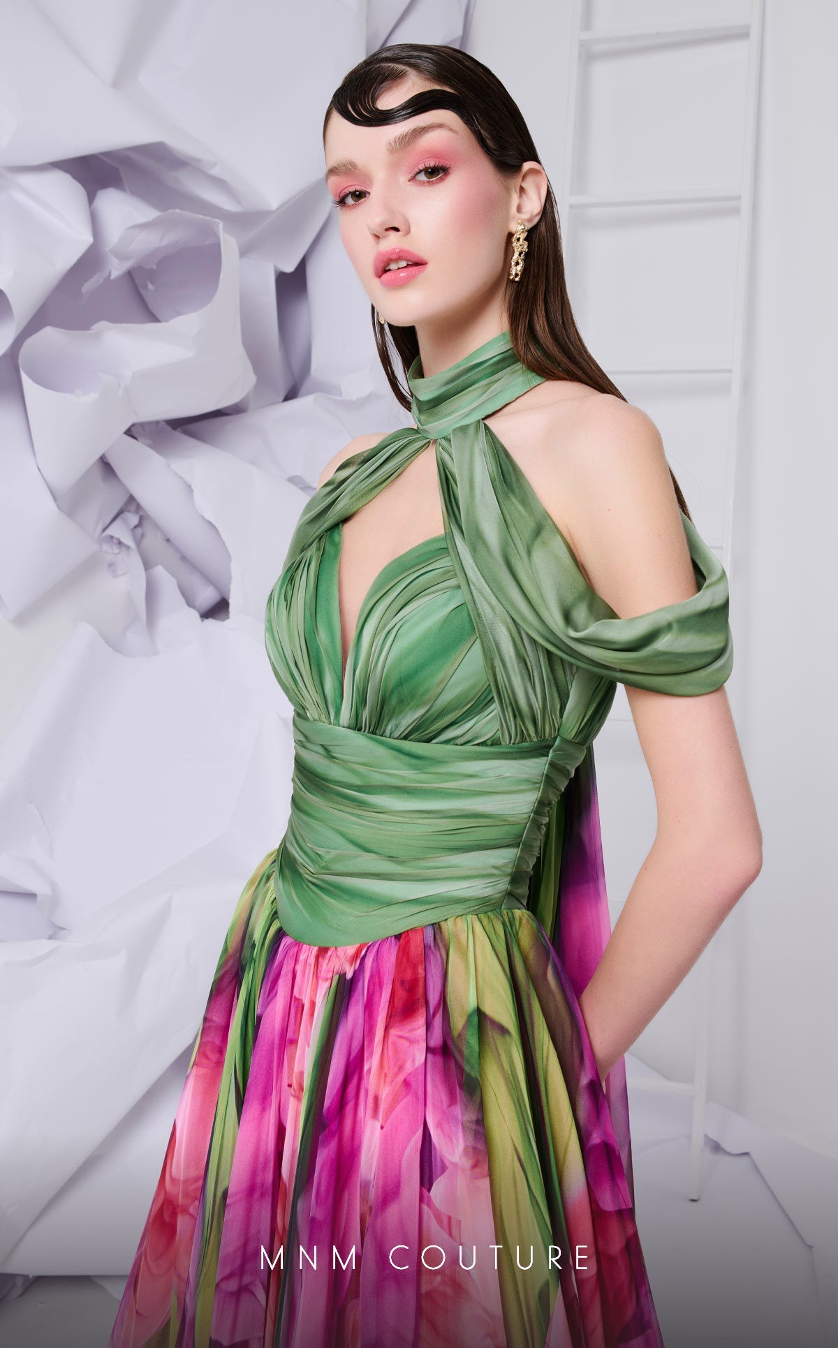 Formal Dresses Long Formal Floral Print Evening Dress Green