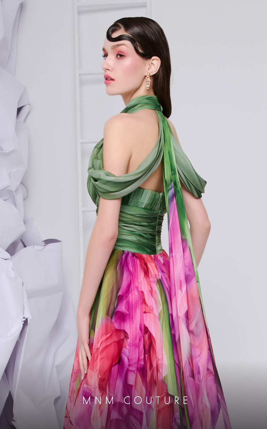 Formal Dresses Long Formal Floral Print Evening Dress Green