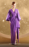 Formal Dresses Long Puff Sleeve Formal Applique Evening Dress Lilac