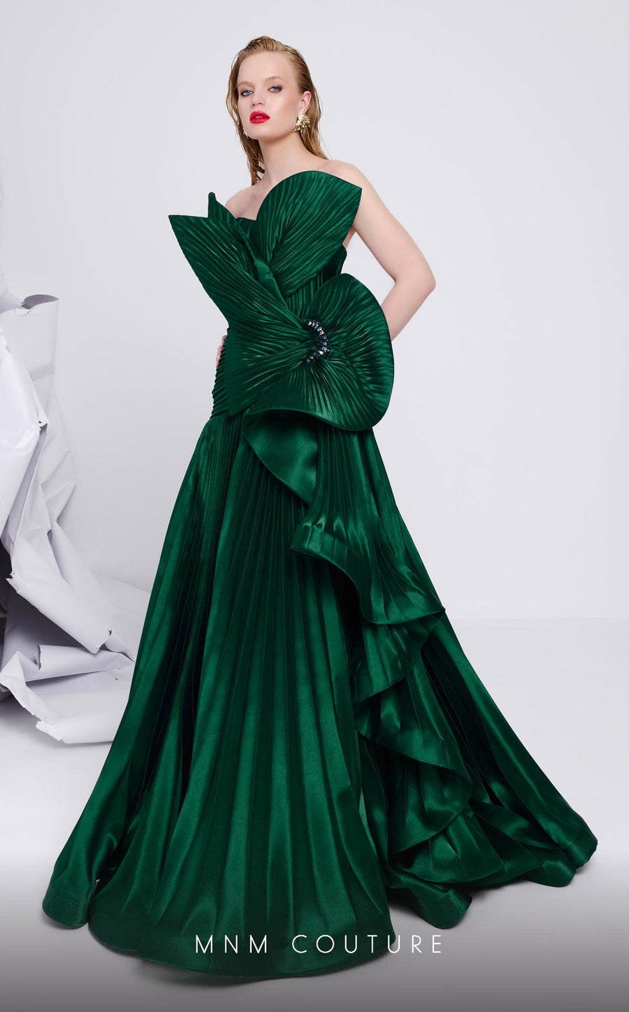Formal Dresses A Line Pleated Formal Ruffle Evening Dress Emerald Green