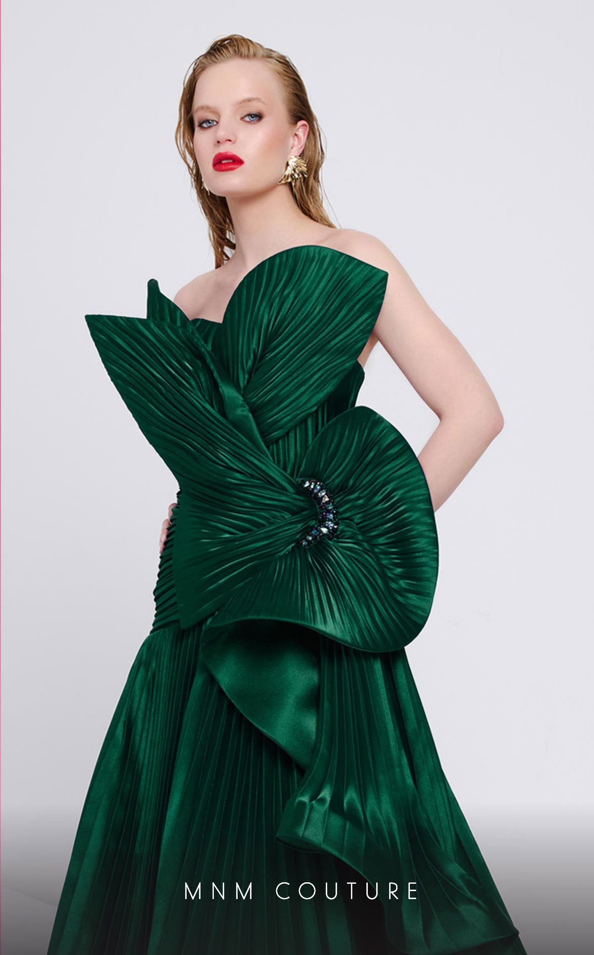 Formal Dresses A Line Pleated Formal Ruffle Evening Dress Emerald Green