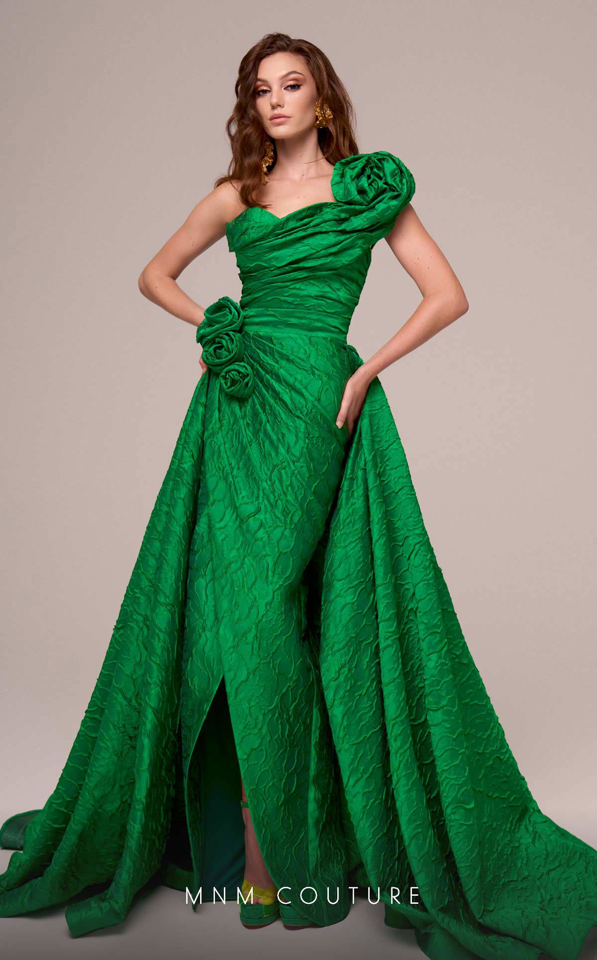 Formal Dresses Long Formal Rosette Overskirt Evening Dress Green