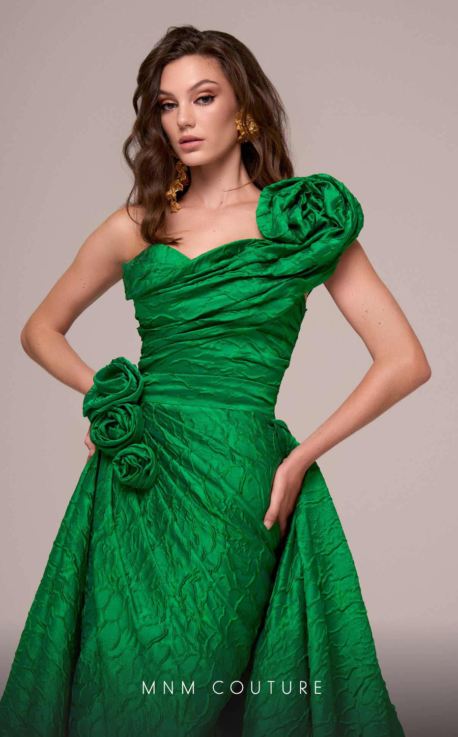 Formal Dresses Long Formal Rosette Overskirt Evening Dress Green