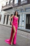 Prom Dresses Long Fitted Drape Detail Prom Dress Azalea Pink