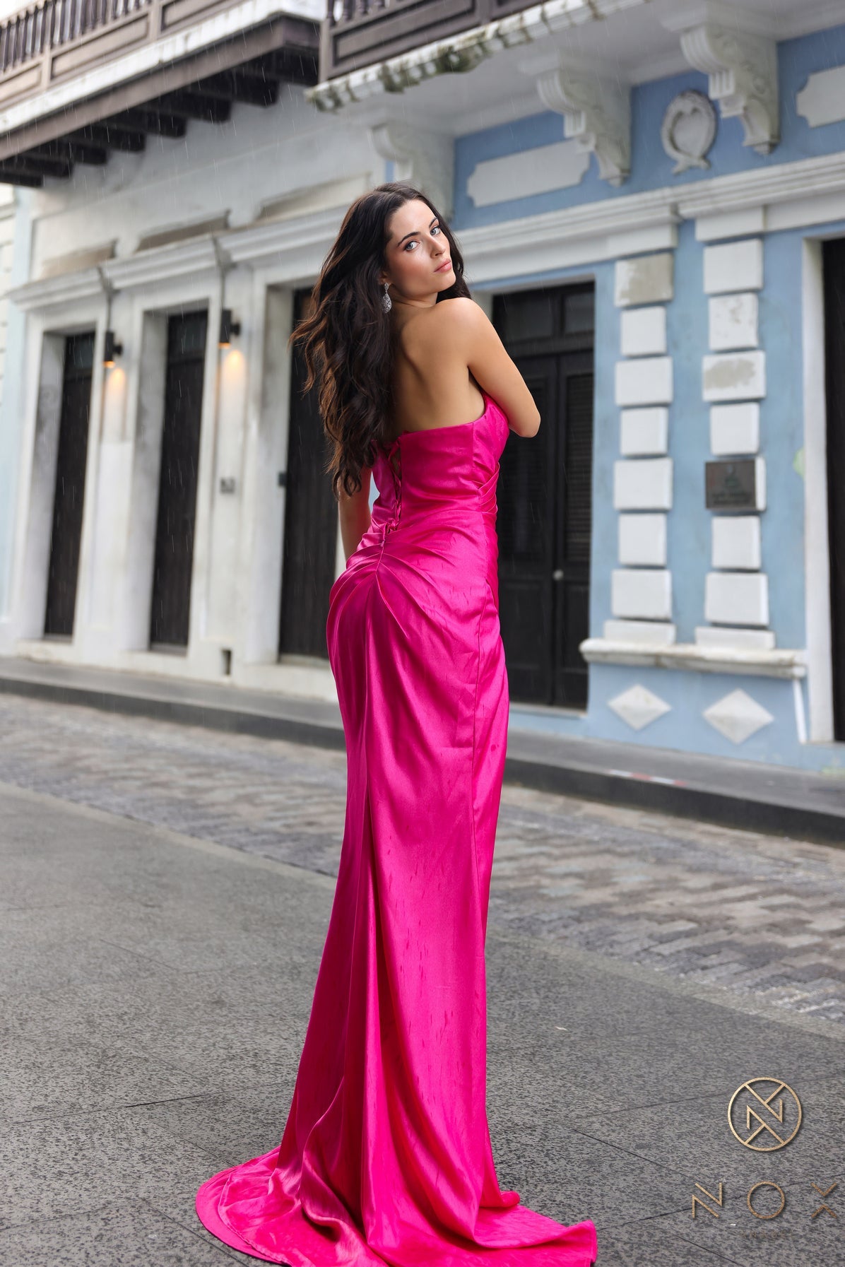 Prom Dresses Long Fitted Drape Detail Prom Dress Azalea Pink