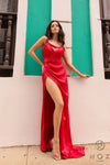 Prom Dresses Long Fitted Drape Detail Prom Dress Red
