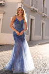 Prom Dresses Glittered Long Trumpet Prom Gown Lapis Blue