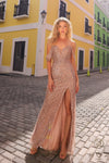 Prom Dresses Long Fitted Sequins Prom Gown Mocha Gold