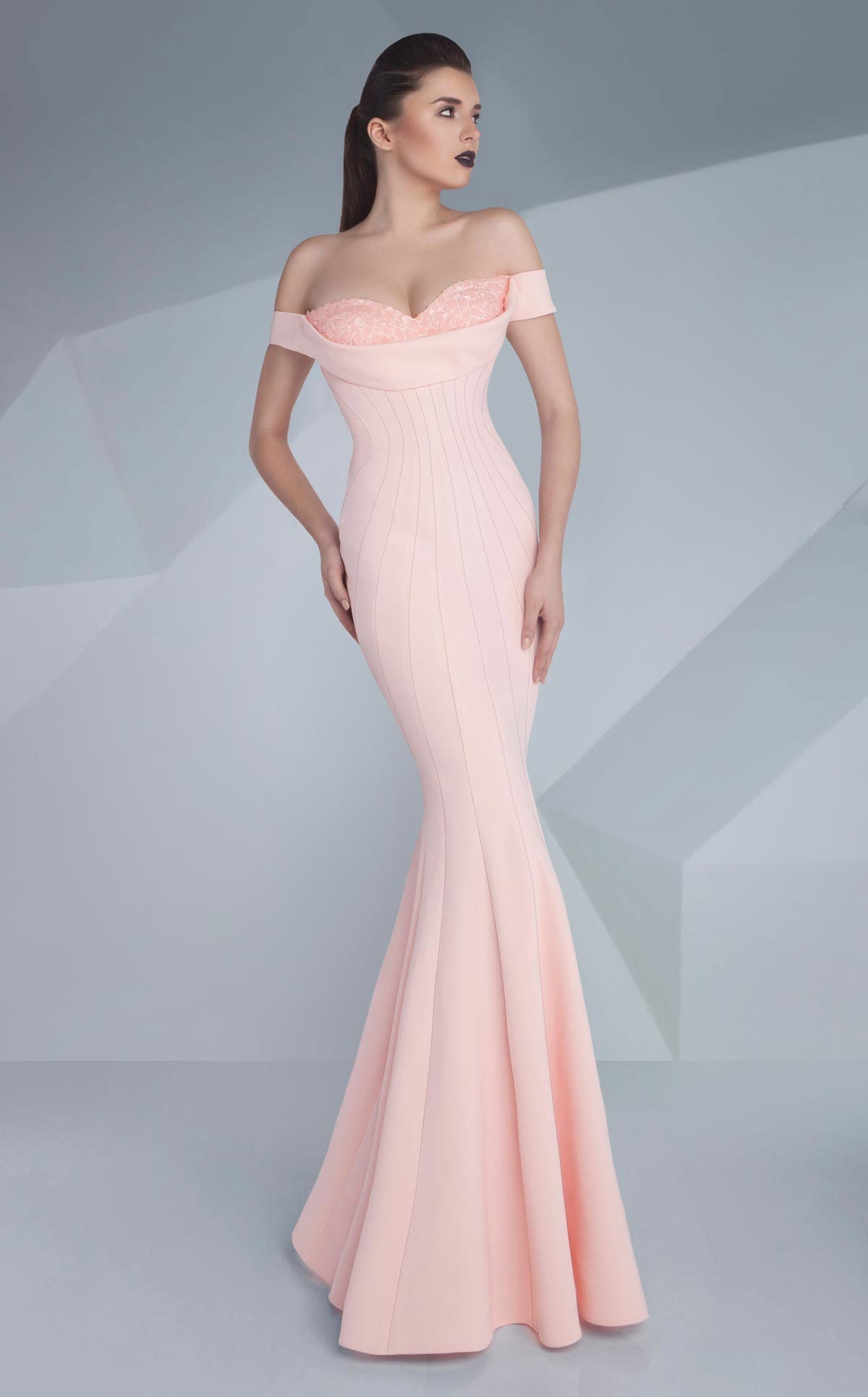 Prom Dresses Fitted Long Evening Gown Mermaid Formal Prom Dress Pink