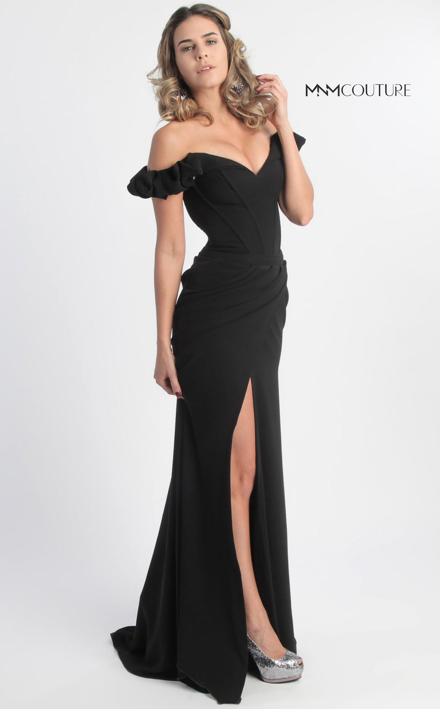Formal Dresses Fitted Long Formal Ruffled Evening Prom Dress Black