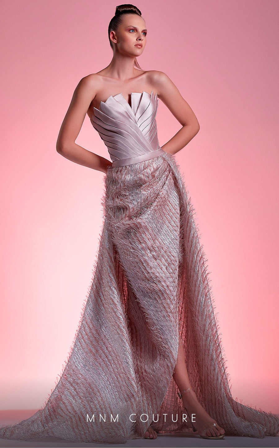 Formal Dresses Long A Line Formal Fringed Overskirt Prom Dress Pink