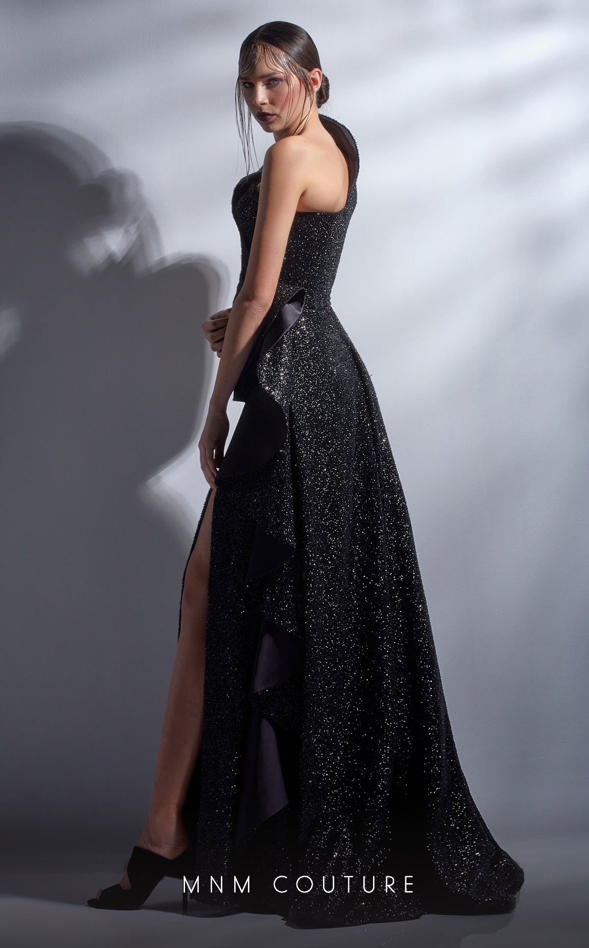 Formal Dresses A Line Long Formal Pleated Peplum Ruffle Evening Dress Black