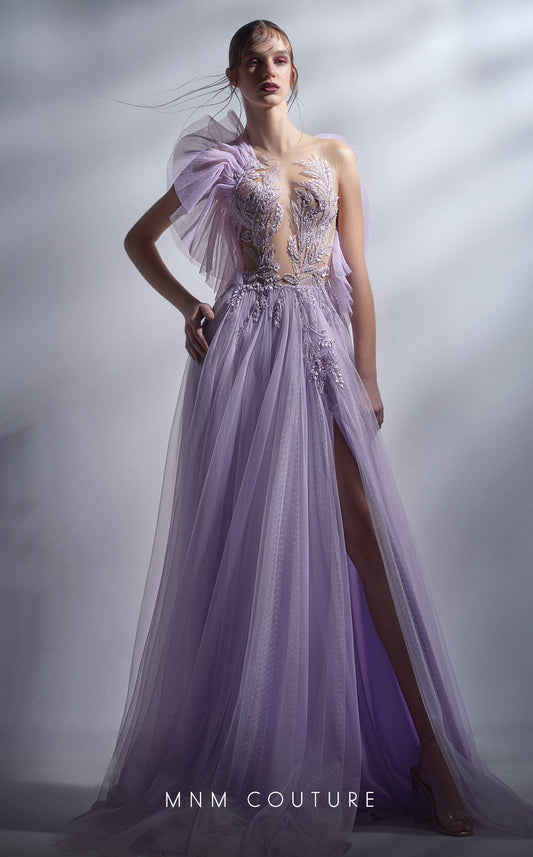 Prom Dresses Long Beaded Applique Formal A Line Prom Dress Lilac