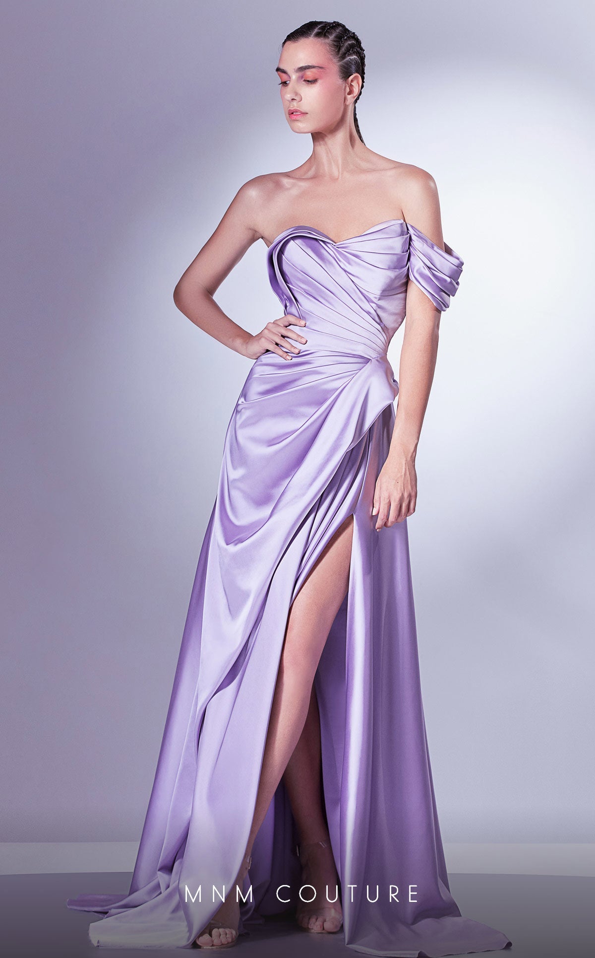 Prom Dresses Pleated Long Formal Slit Evening Prom Dress Purple