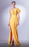 Formal Dresses Pleated Formal Long Mermaid Fit Evening prom Dress Yellow