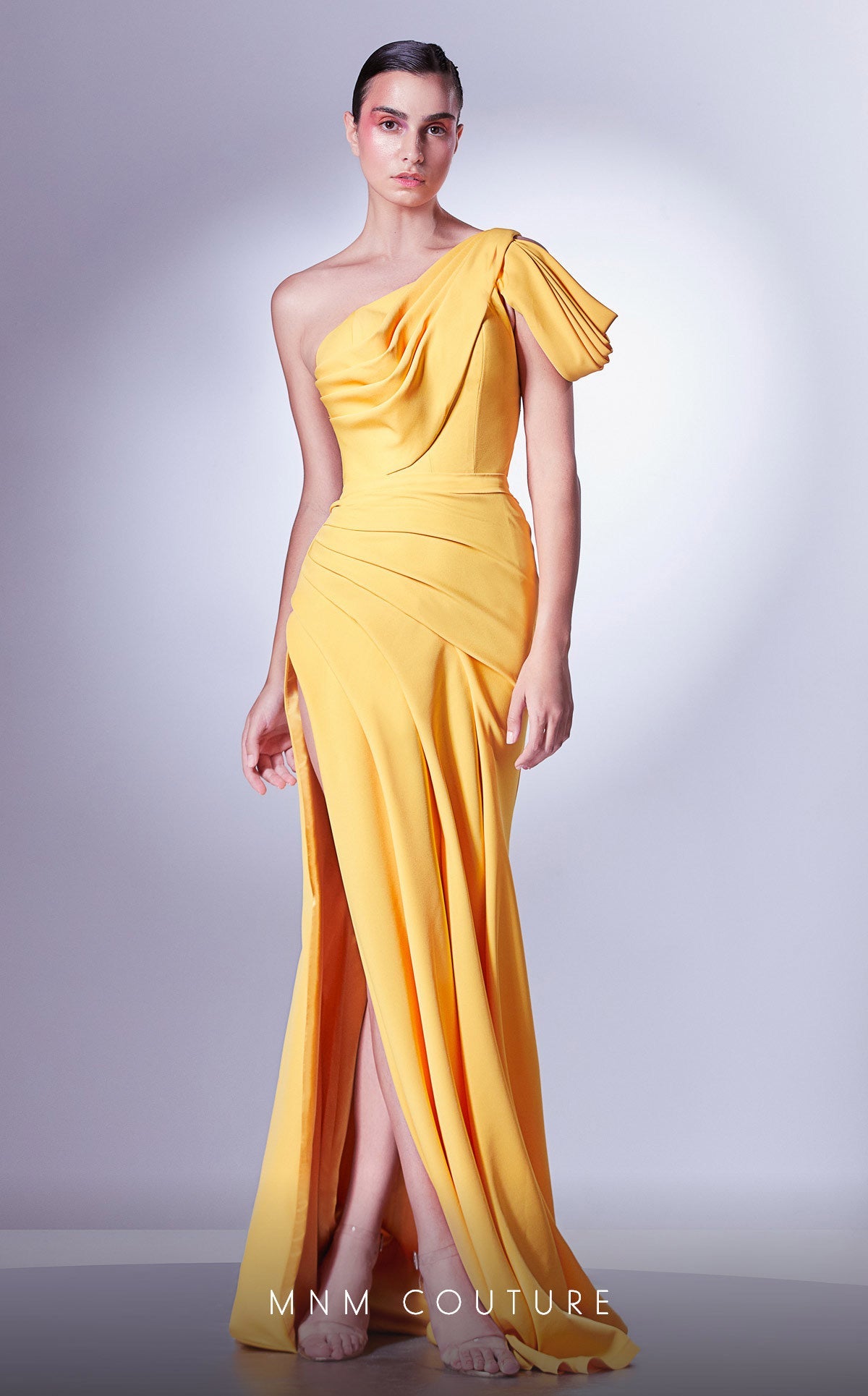 Formal Dresses Pleated Formal Long Mermaid Fit Evening prom Dress Yellow