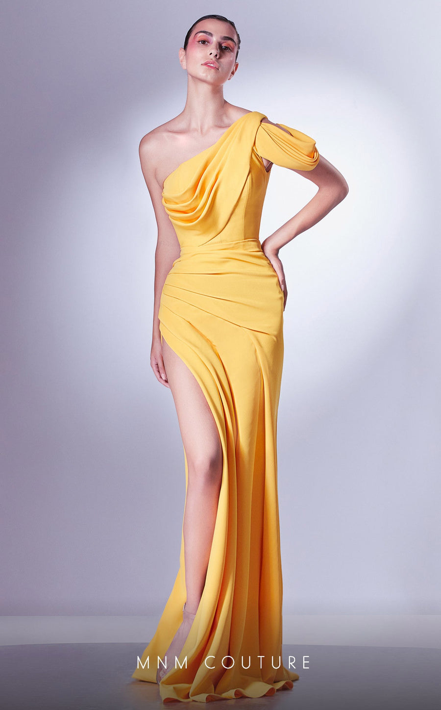 Formal Dresses Pleated Formal Long Mermaid Fit Evening prom Dress Yellow