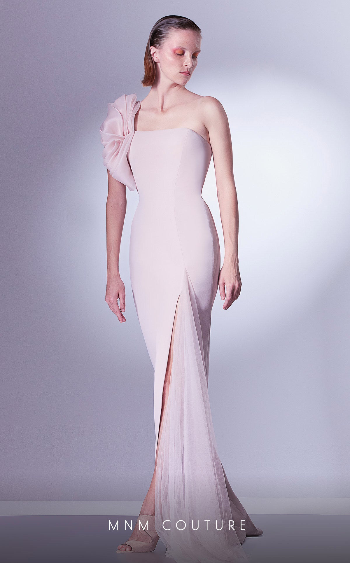 Formal Dresses Long Evening Gown Ruffle Slit Formal Dress  Pink