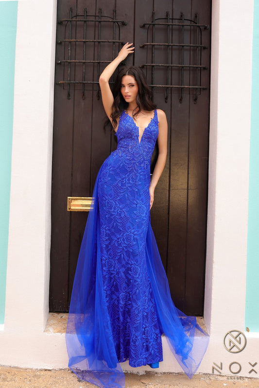 Prom Dresses Formal Prom Long Mermaid Detachable Train Dress Royal Blue