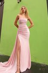 Prom Dresses Long Prom Fitted Formal Draped Sash Dress Dusty Rose
