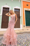 Prom Dresses Long Prom Beaded Formal Mermaid Dress Apricot Rose