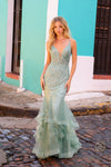 Prom Dresses Long Prom Beaded Formal Mermaid Dress Sage Green