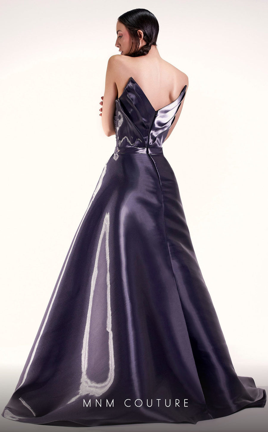 Formal Dresses Fitted Long Metallic Overskirt Formal Dress Grey