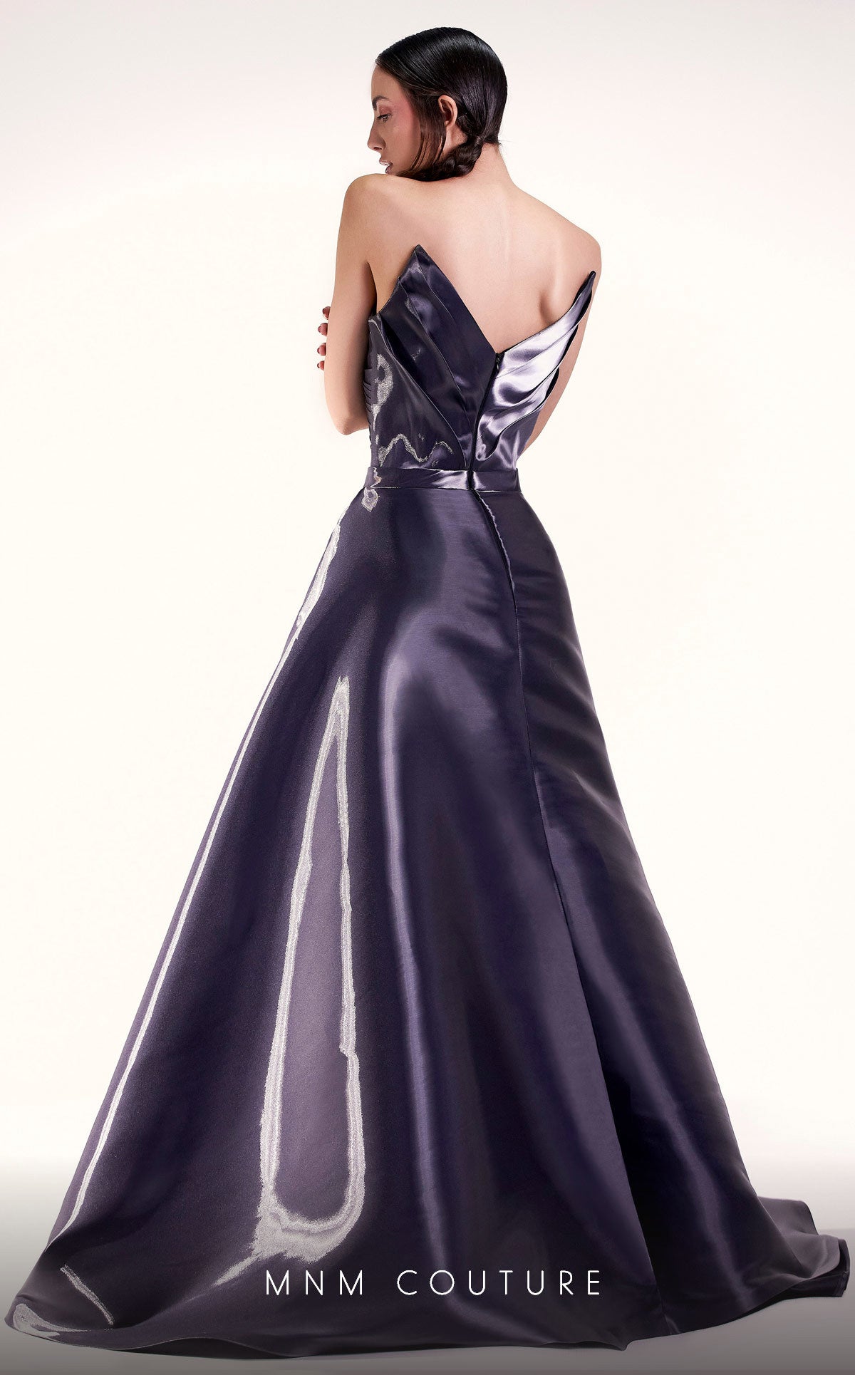 Formal Dresses Fitted Long Metallic Overskirt Formal Dress Grey