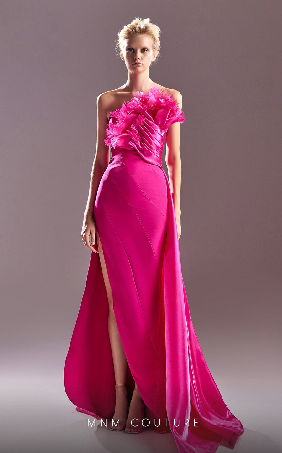 Formal Dresses Fitted Long Slit Formal Evening Dress Fuchsia