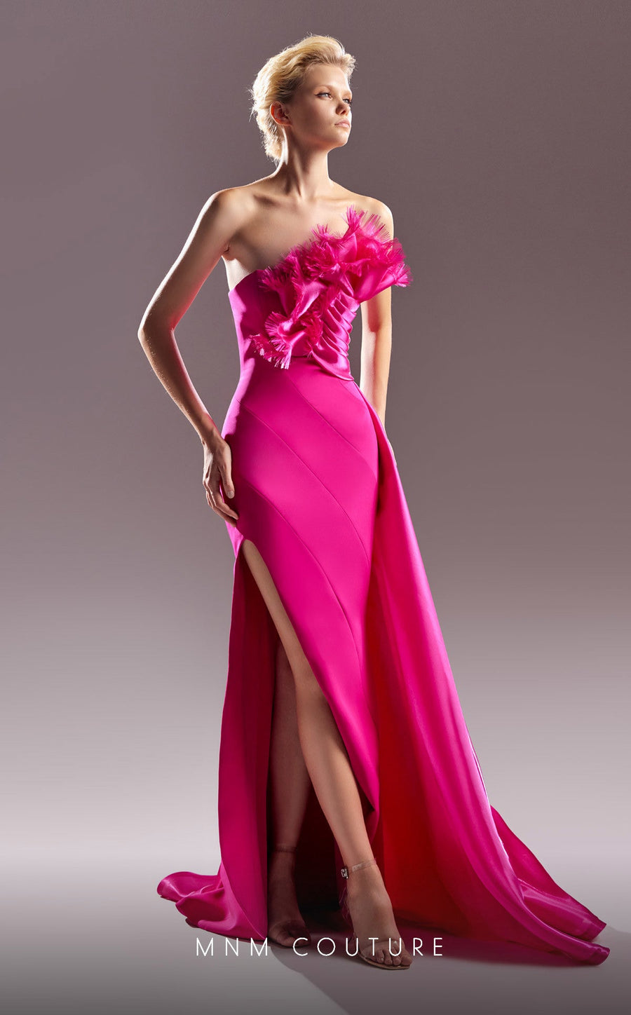 Formal Dresses Fitted Long Slit Formal Evening Dress Fuchsia